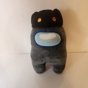 Among Us Plush Grey Crewmate Black Cat Hat 12 Inch Toikido YuMe Toys Collectible